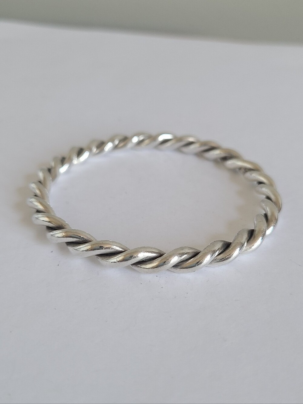 Vintage Solid Sterling Silver Luxury Twisted Rope Chunky Minimal Bangle Bracelet
